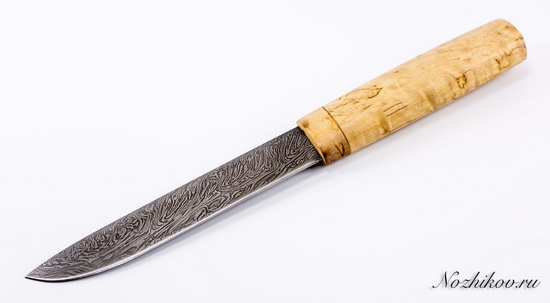 Нож Якутский большой из дамаска, карелка