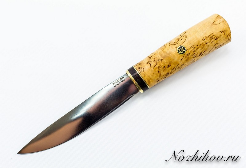 Нож Якутский Х12МФ, карельская берёза