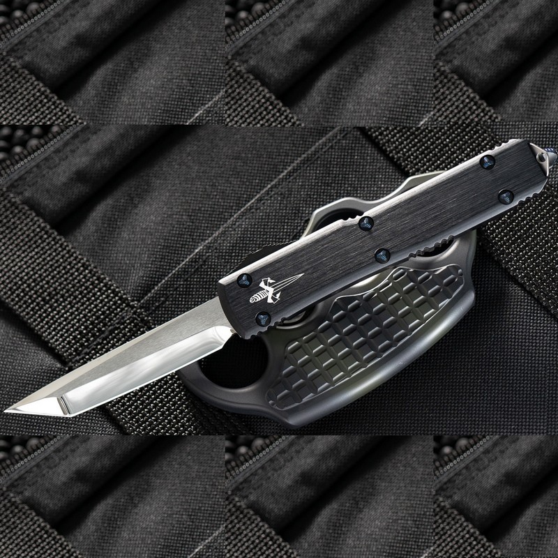 Автоматический фронтальный выкидной нож Marfione Custom Ultratech, Chisel Grind 2-Tone Mirror Polished, титановая фурнитура, танто-чизел