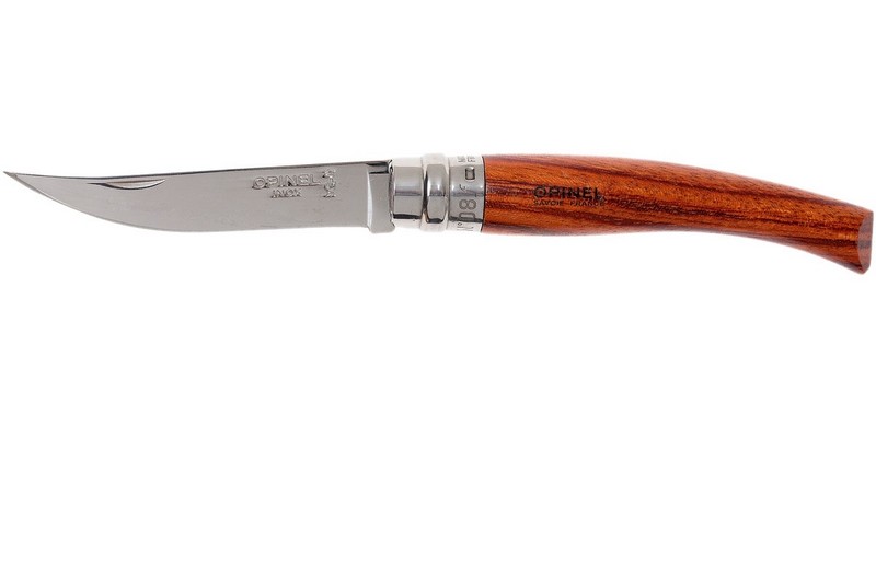 Нож складной филейный Opinel №8 VRI Folding Slim Bubinga, сталь Sandvik 12C27, рукоять из дерева бубинго, 000015