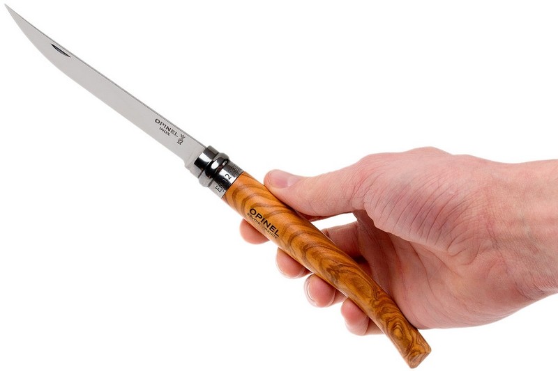 Нож складной филейный Opinel №12 VRI Folding Slim Olivewood, сталь Sandvik 12C27, рукоять из оливкового дерева, 001145