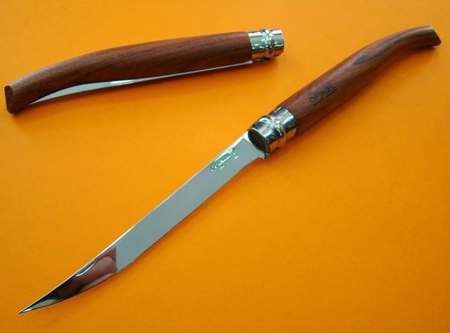 Нож складной филейный Opinel №15 VRI Folding Slim Bubinga, сталь Sandvik 12C27, рукоять из дерева бубинго, 243150