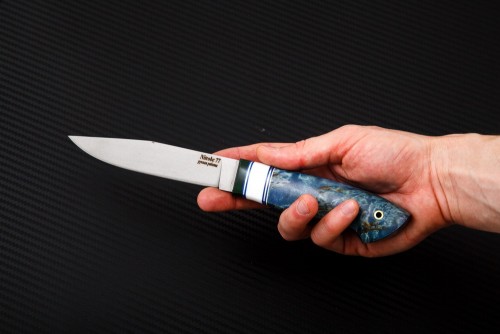 нож Финский малый 1: сталь Nitrobe77 рукоять стаб. кар. береза