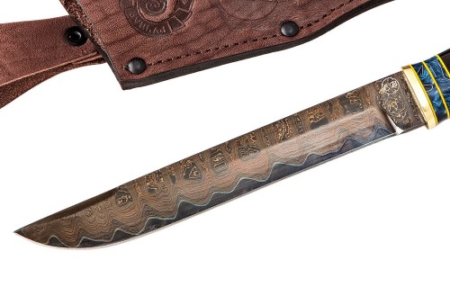 нож Финский: сталь Ламинированная - рукоять черный граб вставки акрил, карельская береза